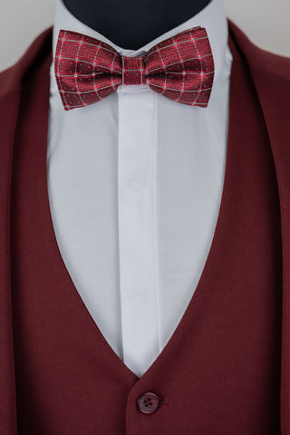 Burgundy Azzaro slim fit suit with a vest