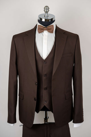 Dark brown Moda Vinci slim fit suit with a vest