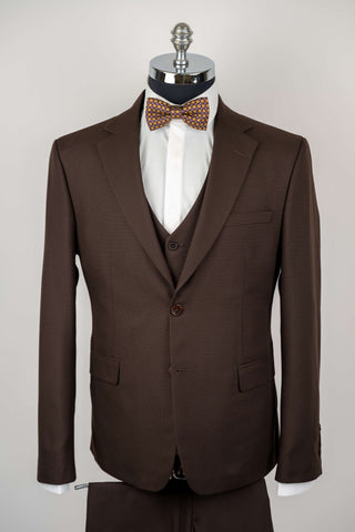 Dark brown Moda Vinci slim fit suit with a vest