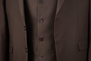 Dark brown Moda Vinci slim fit suit with a vest