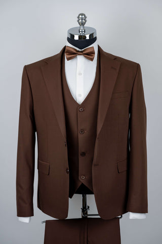 Brown Moda Vinci slim fit suit with a vest