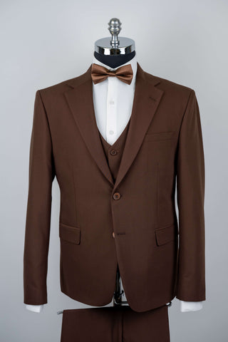 Brown Moda Vinci slim fit suit with a vest