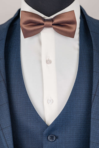 Dark blue Moda Vinci regular fit suit with a vest and a plaid pattern