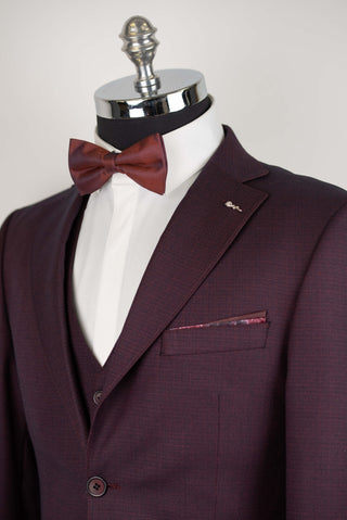 Tumši bordo Emilio Massimo slim fit uzvalks ar vesti