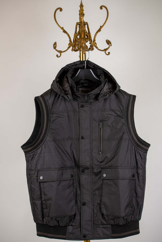 Black Dekon's plus size warm hooded vest