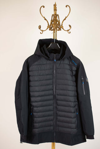 Dark blue Dekon's plus size hooded puffer jacket