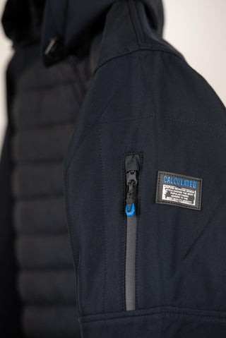 Dark blue Dekon's plus size hooded puffer jacket
