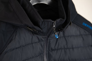 Dark blue Dekon's plus size hooded puffer jacket
